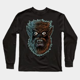 Werewolf Wolfman  Frankenhorrors Vintage monster movie graphic Long Sleeve T-Shirt